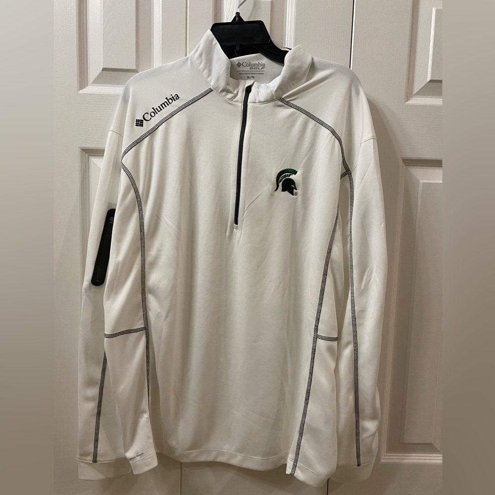 Columbia White Quarter-Zip Jacket Michigan State XL